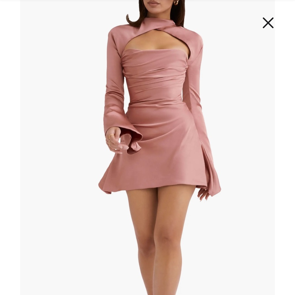 HOUSE OF CB TOIRA DRAPED CORSET SATIN MINI DRESS M